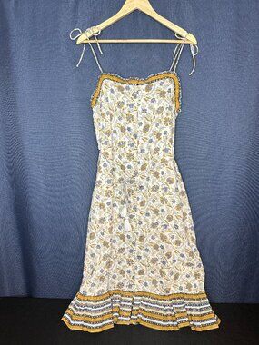 Cleobella Fit Flare Floral Midi Dress MEDIUM Elevated Boho Indie Cottage Organic